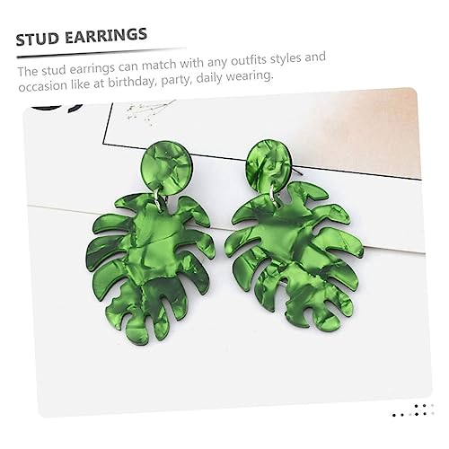 FOMIYES 2 Paare Monstera Ohrringe Stecker Grün Tropisches Design Süßer Schmuck Für Teen Mädchen Hängende Ohrstecker Für Party Alltag von FOMIYES