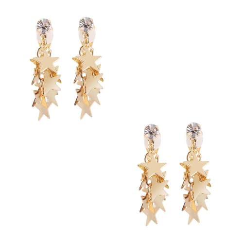 FOMIYES 2 Paare Ohrclip Damen Stern Ohrmanschetten Goldfarben Modisch Elegant Clip Ohrringe Ohrloch Leicht Kombinierbar für Geburtstag Club Hochzeit Weihnachten von FOMIYES