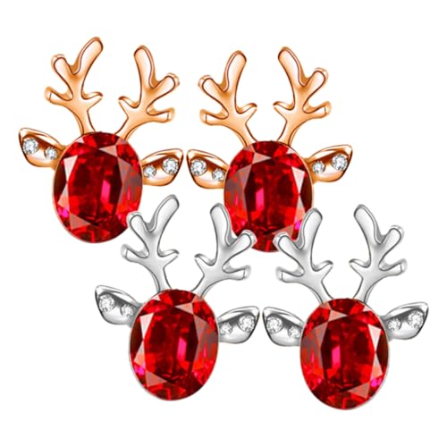 FOMIYES 2 Paare Ohrringe für Frauen Ohrstecker Silber Rot und Gold Rot für Weihnachten Partys und Alltägliches Tragen Augenblickliche Aufmerksamkeit und Stil von FOMIYES