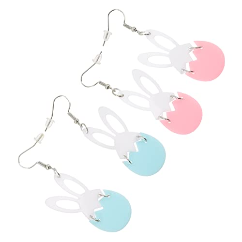 FOMIYES 2 Paare Osterohrringe für Mädchen Kreative Rabbit Designs mit Bunten Eier Drops für Ostern Leicht und Perfektes für Freundinnen von FOMIYES