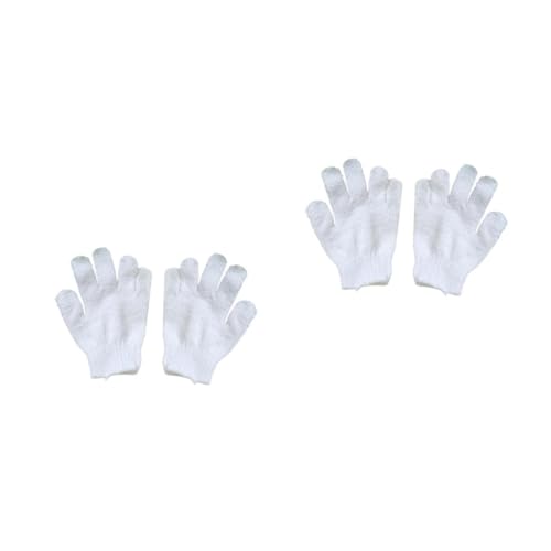 FOMIYES 2 Paare Peelinghandschuh Weiß Fünf Finger Badehandschuhe Exfoliating Waschhandschuh Duschhandschuh Stretchy Design Für Männer Frauen Ganzkörperpflege Dusche Saunazubehör von FOMIYES