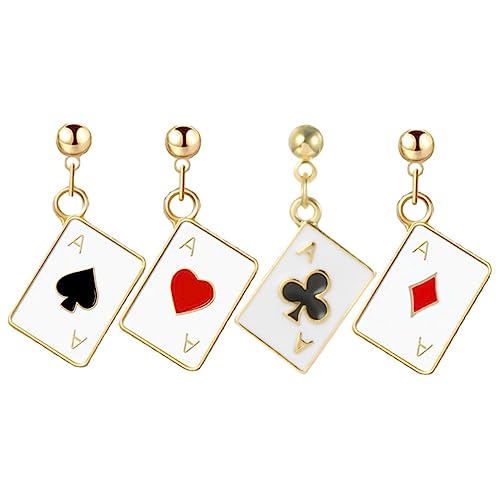 FOMIYES 2 Paare Poker Ohrringe Stecker Damen Teiliges Kreative Spielkarten Ohrschmuck Leicht Tragbar Langlebig Modisches Accessoire Geschenkidee von FOMIYES