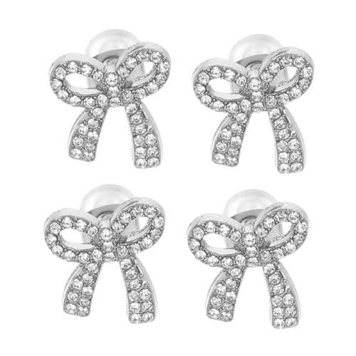 FOMIYES 2 Paare Schleifen Ohrstecker mit Funkelnden Strasssteinen Leichter Zinklegierung Modische Schmuckohrringe für Damen und Mädchen Elegantes Design für Alltag und Party Silberfarben von FOMIYES