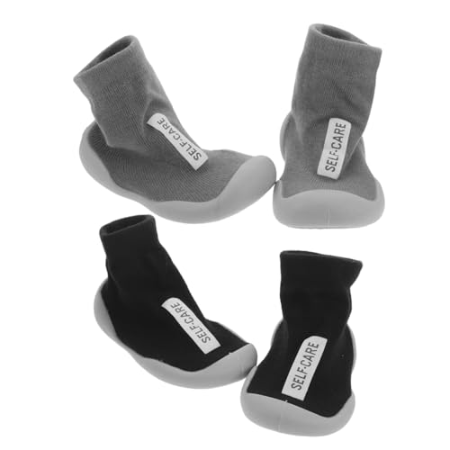 FOMIYES 2 Paare Sockenschuhe mit Rutschfester Sohle Atmungsaktive Lauflernschuhe für Jungen und Mädchen Weiche Baumwollschuhe für Erste Schritte Drinnen und Draußen von FOMIYES