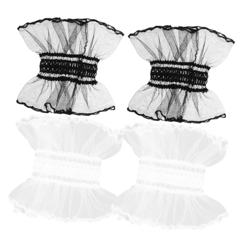 FOMIYES 2 Paare Spitzen Handstulpen Leichte Atmungsaktive Fake Armbänder Dekorative Kostüm Accessoires für Damen Vielseitige Spitzenmanschetten Schwarz und Weiß für Alltag und Party von FOMIYES