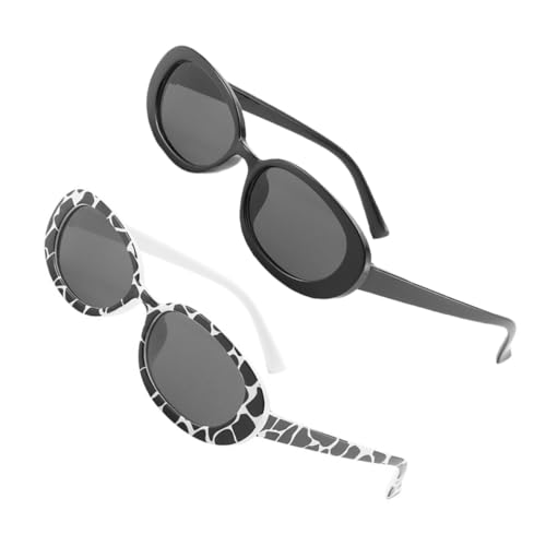 FOMIYES 2 Paare Stylische Ovale Sonnenbrillen mit Trendigem Muster Modische Unisex Partybrillen Bequeme Curved Bügel für Outdoor Strand Reisen und Alltag von FOMIYES