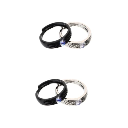 FOMIYES 2 Paare Teufel und Ringpaar Offene Verstellbare Ringe für Freunde Vintage Mondstein für Verlobung und Unisex Schmuck für Männer und Frauen von FOMIYES