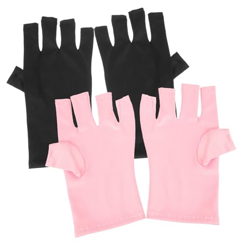 FOMIYES 2 Paare UV Schutz Maniküre Handschuhe Fingerlos Atmungsaktive Elastische Nagelkunst Schutzhandschuhe Hautfreundlich Flexibel Einzeln Vernähte Finger Schutz vor Schwarzfärbung bei von FOMIYES