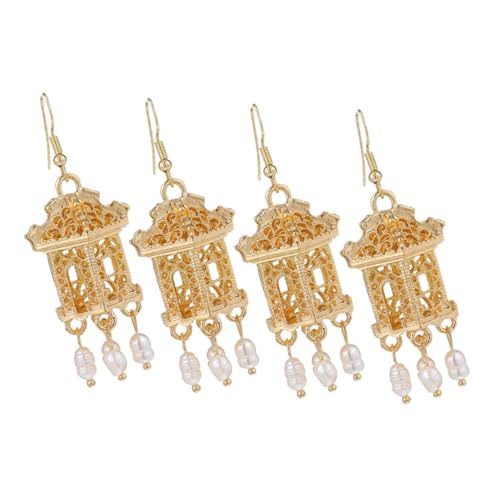 FOMIYES 2 Paare Wassermalfarben Pavillon Ohrringe mit Quasten Damen Leichte Einzigartige Chinesische Ohrhänger für Hochzeit und Festliche Anlässe Modischer Schmuck für Frauen von FOMIYES