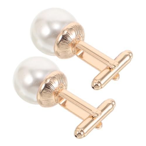 FOMIYES 2 Pcs Perlenmanschettenknöpfe Metall Perle Manschettenknöpfe Klassische Smoking -hemd -manschettenknöpfe Für Herren Hochzeitshemdanzug Kleid Juweliergeschenke von FOMIYES