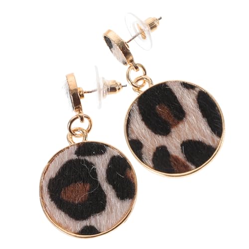 FOMIYES 2 STÜCK Leopardenmuster Ohrstecker Set Geometrische Runde Form Plüsch Ohrringe Damen Vintage Stil Modeaccessoire für Party Büro Alltag von FOMIYES