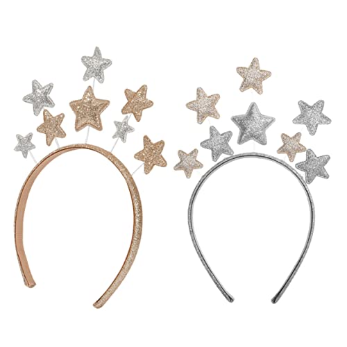 FOMIYES 2 STÜCK Teiliges Haarreifen mit Glitzer Fünfzackigen Sternen Metallumrandete Haarschleifen in Gold und Silber Leichte Bequeme Stirnbänder für Geburtstagsfeier Weihnachten Party von FOMIYES