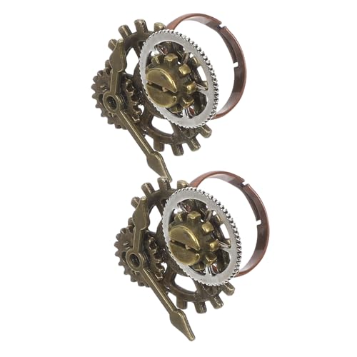 FOMIYES 2 STÜCK Vintage Steampunk Zahnräder Ringe aus Langlebiger Legierung Kreative Mechanismus Finger Schmuck für Damen und Herren Einzigartiges Klassisches Design als Geschenk von FOMIYES