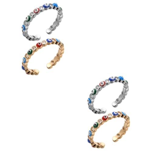 FOMIYES 2 Sätze Evil Eye Ring Für Frauen Teiliges Verstellbares Ring Jewelry Im Minimalistischen Stil Gold Und Silber Für Teenager Und Modebewusste Damen 2 Stück * 2 von FOMIYES