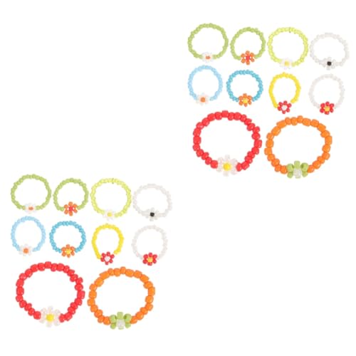 FOMIYES 2 Sätze Farbenfroher Gewebter Blumenring Ringe Für Frauen Ringe Für Mädchen Hochzeitshaarschmuck Für Frauen Brauthaarzubehör Für Mädchen Perlen 10 Stück * 2 von FOMIYES