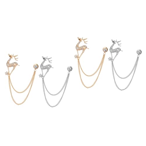 FOMIYES 2 Sätze Glitzernde Reh Broschen Mit Kette Anstecknadel Für Anzug Kleidung Hochzeiten Besondere Anlässe 2 Stücke * 2 von FOMIYES
