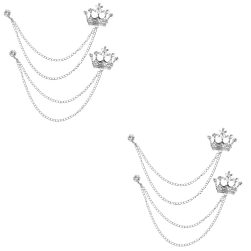 FOMIYES 2 Sätze Herren Anzug Brosche Mit Krone Und Kette Teiliges Clip Für Hemden Pullover Und Schals Elegantes Accessoire Für Stilvolle Outfits 2 Stücke * 2 von FOMIYES