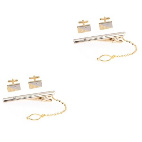 FOMIYES 2 Sätze Herren Krawattenklammer Manschettenknöpfe Krawattenclip Cufflinks für Formelle Anlässe Langlebig Leicht Perfektes Accessoire für Business Hochzeiten Partys von FOMIYES