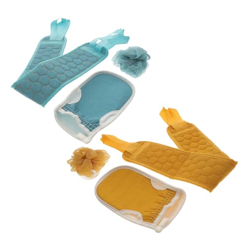 FOMIYES 2 Sätze Peeling bad handschuhe und Bälle Langes Peeling badetuch Effektiv Langlebig Komfortabel Sanfte Körperreinigung für Dusche und Bad Gelb von FOMIYES