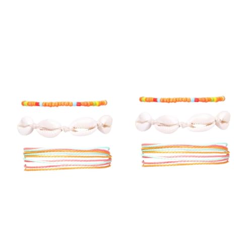 FOMIYES 2 Sätze Teiliges Bohemian Fußkettchen Für Damen Perlen Fußkette Für Strandpartys Leicht 3 Stück * 2 von FOMIYES