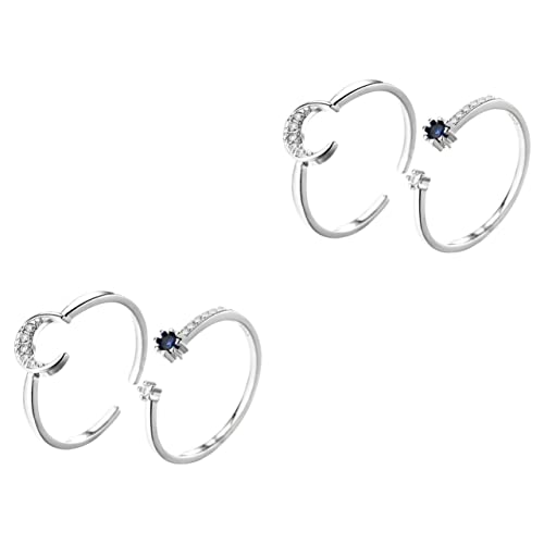 FOMIYES 2 Sätze Teiliges Verstellbares Offener Ring Für Damen Modischer Schmuck Mit Blauem Zirkonia Perfektes Accessoire Für Besondere Anlässe 2 Stücke * 2 von FOMIYES