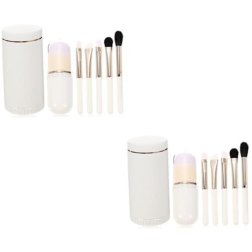 FOMIYES 2 Sätze Make-up-pinsel-set Bürstenhalter Mit Deckel Abdeckung Für Make-up-pinsel Schillernde Make-up-pinsel Mini Caboodle Pinsel Für Make-up Fräulein Wolle Runden Weiß Pulver von FOMIYES