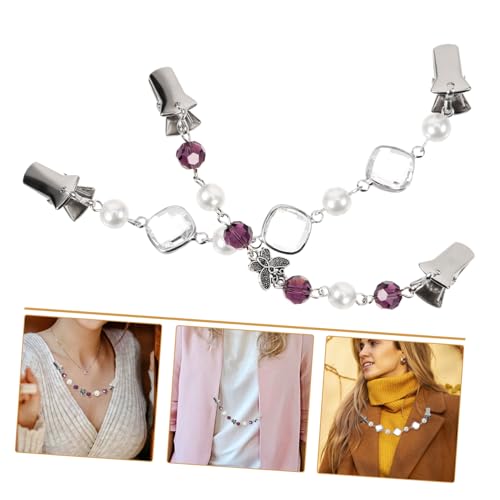 FOMIYES 2 Stck Wunderschöne Teilig Metall Strickjacken Clips mit und Perlen Schmetterlings Pullover Klammern zur Taillenbetonung Dekorative Kleidungsklammern für Damen Zufällige Farbe von FOMIYES