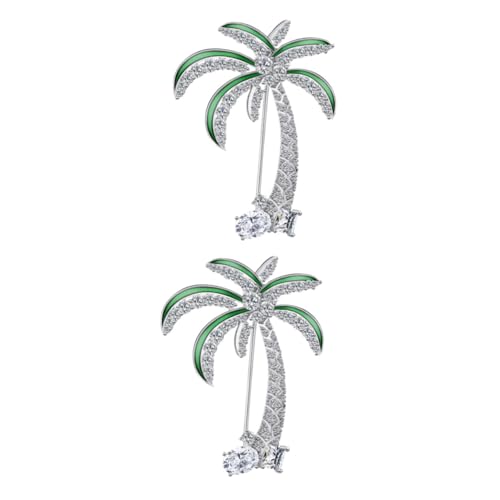 FOMIYES 2 Stck. Kokosbaum Brosche für Damen Kreativer Cardigan Clip Modeaccessoire für Festivals und Alltag Silber Grün von FOMIYES