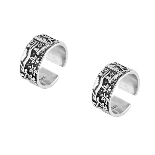 FOMIYES 2 Stck. Ring Mit Vintage- Dünn Zierlich Klobig Finger Hochzeitsdeko Damenring Schmuck Ring Im Retro-stil Eleganter Öffnungsring Vintage-ring Für Frauen Kupfer Silber von FOMIYES