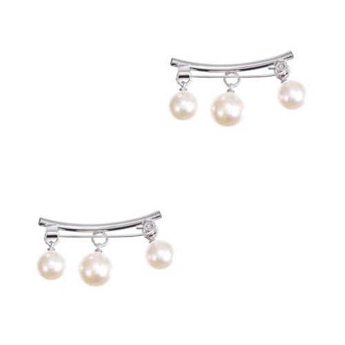 FOMIYES 2 Stck. Taillenknopf abstecknadeln Taillenbrosche Modebrosche Schmuckbrosche Schmuckzubehör Fälschung kleine Perlenbrosche Kleid Broschenclips für Frauen Stellnadel Metall Silver von FOMIYES