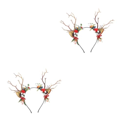 FOMIYES 2 Stk Geweih Stirnband weihnachtsdeko Weihnachten Foto-Requisiten-Kopfschmuck Haarschmuck Haargummi Weihnachtshaarband Geweih Kopfschmuck Cosplay Kopfbedeckung Beere von FOMIYES