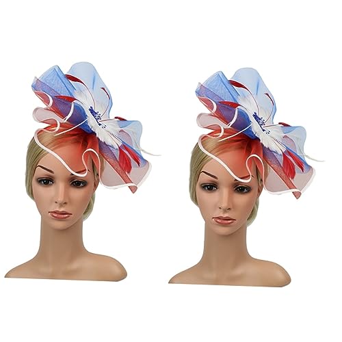 FOMIYES 2 Stk Hut Stirnband Haargummis Für Damenhaar Stirnband Mit Clips Für Damen Derby-mützen Für Damen Ostermützen Für Frauen Mesh-blumen-stirnband Das Foto Braut Die Blumen von FOMIYES