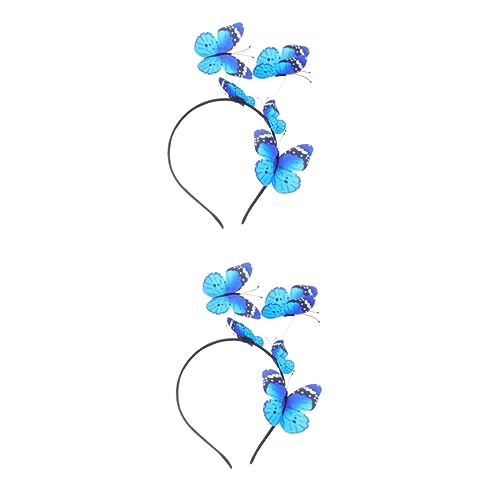 FOMIYES 2 Stk Schmetterling Kopfschmuck Haarreifen Für Mädchen Haare Schmetterlinge Feenkostüm Damen Blaues Schmetterlings-stirnband Fascinatoren Für Damen Böhmen Fräulein Heiligenschein von FOMIYES