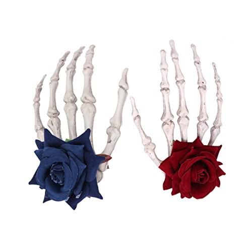 FOMIYES 2 Stück 1 Satz Handknochen Rose Haarspange Seitenclip Punk-haarspangen Gothic Haarschmuck Lidschatten Grün Glitzer Haarschmuck Für Damen Entenschnabel-clip Fräulein Charmant von FOMIYES