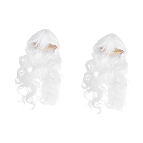 FOMIYES 2 Stück 80 Synthetische Gewellte Perücken Wellige Perücken Für Cosplay Haarperücken Lace-front-perücken Perücke Für Frauen Kostümperücken Haarhaube Kleidung Weiß Damen Glattes Haar von FOMIYES