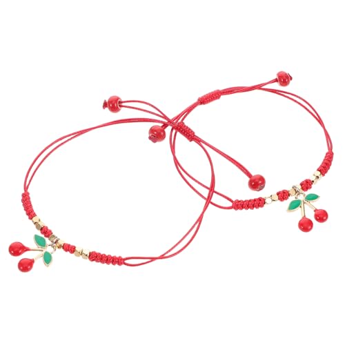 FOMIYES 2 Stück Armband Kirscharmbänder Beziehungsarmbänder Freundschaftsbänder Süße Passende Armbänder Süße Armbänder Verstellbare Freundschaftsarmbänder Legierung Rot von FOMIYES