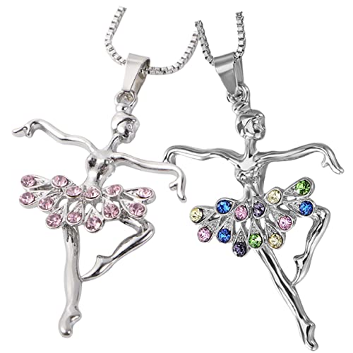 FOMIYES 2 Stück Ballerina Halskette mit Strass Besetzt Tanz Mädchen Anhänger Leichte Kostüm Halskette für Damen und Mädchen als Ballett von FOMIYES