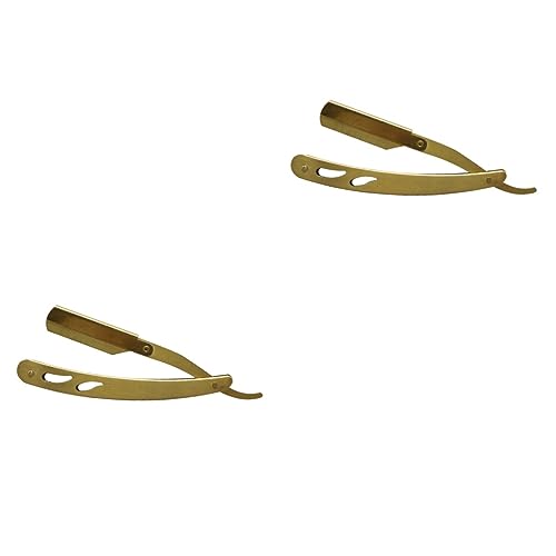 FOMIYES 2 Stück Bartrasierer Rasierapparat Gesichts- barber razor eyebrow razor Augenbrauen Rasierer ständer Friseur Hand für Männer manueller Golden von FOMIYES