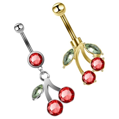 FOMIYES 2 Stück Bauchnabelpiercings aus Metall mit Strass Kleine Dangle Bauchnabelringe in Goldfarbe Modischer Schmuck für Damen Geeignet für Partys und Besondere Anlässe von FOMIYES