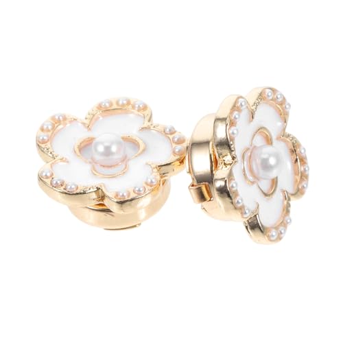 FOMIYES 2 Stück Blumen-Manschettenknöpfe Kleidungsdekoration Perlenknopf-Clips DIY Hemddekorationen Blumenärmelknöpfe elegante Knopfclips dekorative Ärmelknöpfe Hemdknopfzubehör Legierung von FOMIYES
