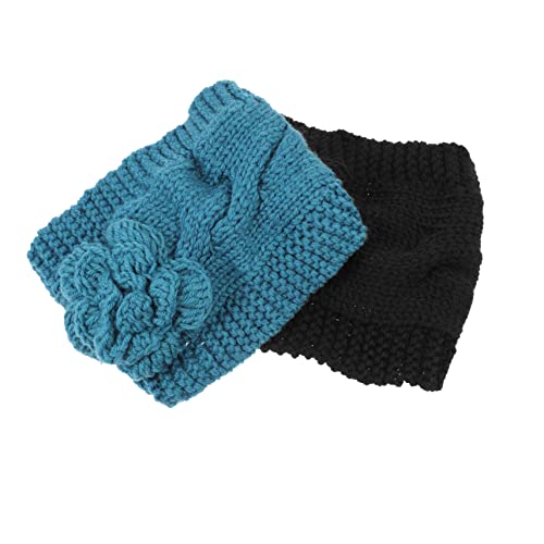 FOMIYES 2 Stück Blumen-Woll-Stirnband Blumen-Strick-Stirnband Häkel-Headwrap Winddichtes Stirnband Modische Stirnbänder Haare Häkelnadel Elastische Stirnbänder Damen-Kopfschmuck von FOMIYES