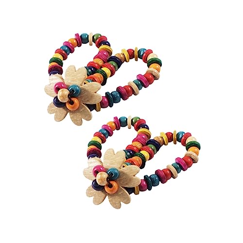FOMIYES 2 Stück Bohemian Armband Kokosnuss Schale Handgefertigtes Farbenfrohes Blumenarmband für Damen Elastisches Einzigartiges Design von FOMIYES