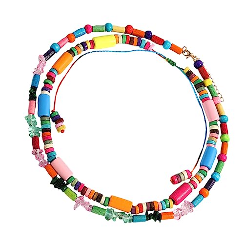 FOMIYES 2 Stück Bohemian Halskette Holzperlen Handgefertigte Mehrlagige Kette für Damen Ethnischer Dekorative Halskette für für Freundinnen Familie von FOMIYES