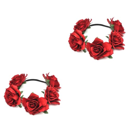 FOMIYES 2st Haargummis Für Frauen Blumenstirnbänder Für Damen Frauen Stirnband Braut Stirnband Brautkopfschmuck Für Die Hochzeit Rosenblumen-stirnbänder Für Frauen Haarbänder Für Damen von FOMIYES