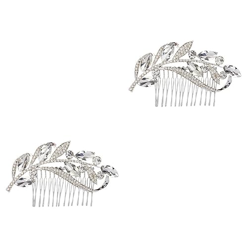 FOMIYES 2St Haarkamm mit Strass-Stirnband Braut Hochzeit Haarkamm Schiebeclip Brautkopfschmuck für die Hochzeit Tiara Haarnadel mit floralen Strasssteinen Glas Kopfbedeckung Blumen von FOMIYES