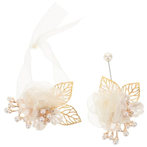FOMIYES 2 Stück Braut Rosen Handgelenksblumen und Boutonniere in Leichte Hochzeitsschmuck Armbänder für Braut Bräutigam und Brautjungfern Elegant für Zeremonien und Feierlichkeiten von FOMIYES