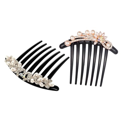 FOMIYES 2 Stück Brautschmuck Haarkamm Perlen Strassbesatz Stilvolle Hochzeits haarspange für Damen und Bräute mit Blumen Pfauenmuster Hautfreundlich und Komfortabel von FOMIYES