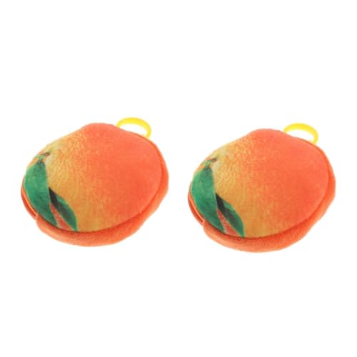 FOMIYES 2 Stück Cartoon Orange Münzgeldbörse Mini Geldbeutel mit Reißverschluss und Schlüsselanhänger Weiche Plüschfrucht Geldbörse für Mädchen und Frauen Tragbare Kleine Tasche für von FOMIYES