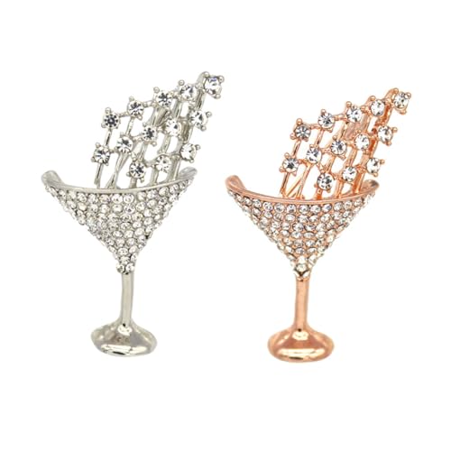FOMIYES 2 Stück Cocktailglas Brosche Damen Chic Anstecker Party Dekoration Strass Schmuck für Kleidung und Accessoires Festliche Anlässe Zufällige Farbe Zufällige Farbe von FOMIYES