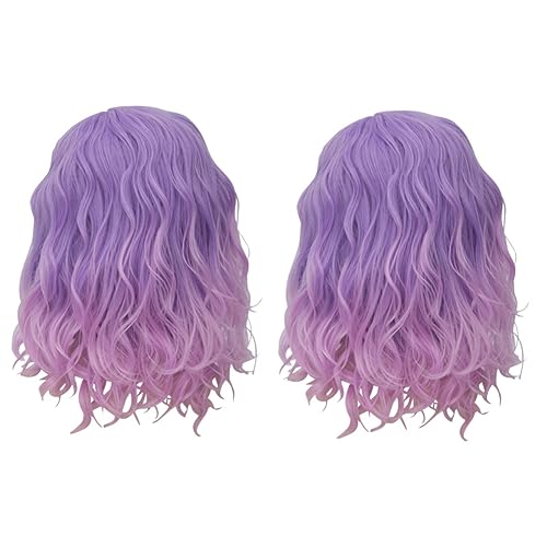 FOMIYES 2st Perücken Frauen Perücke Kurvige Perücke Cosplay-kopfbedeckung Haarschmuck Violett Mode von FOMIYES